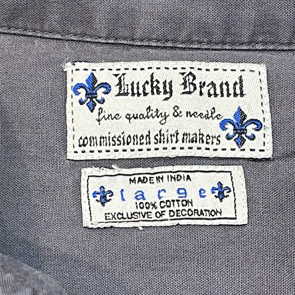Lucky Brand Embroidered Back Shoulders Men’s Button Down Shirt Size Large - Picture 8 of 14